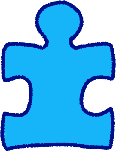 a blue puzzle piece vaguely shaped like a person